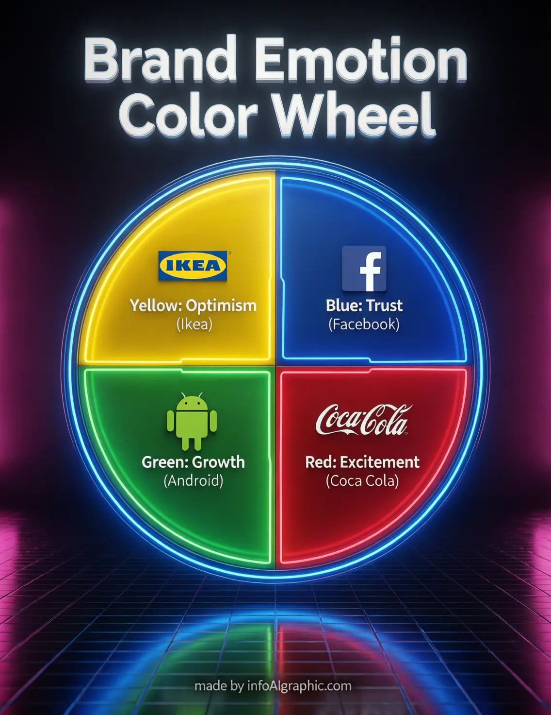 Brand Emotion Color Wheel showing psychological associations between colors and brand feelings