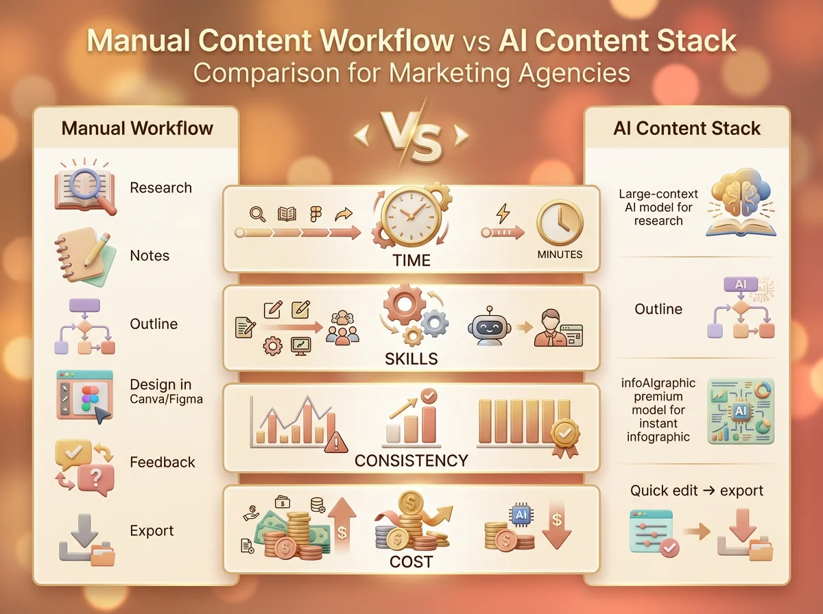 Premium Model features infographic showcasing professional infographic generation tools