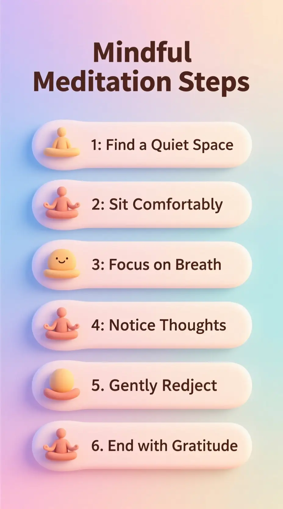 Essential Steps In Mindful Meditation With Tranquil Soft Gradients