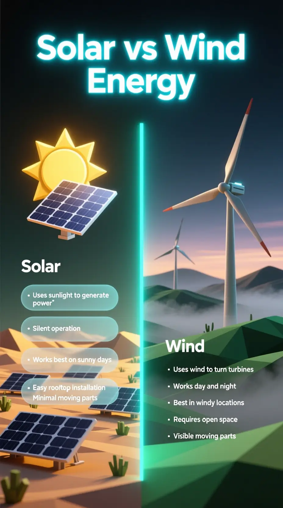 Solar Vs Wind Energy Comparison Crisp Vector Style