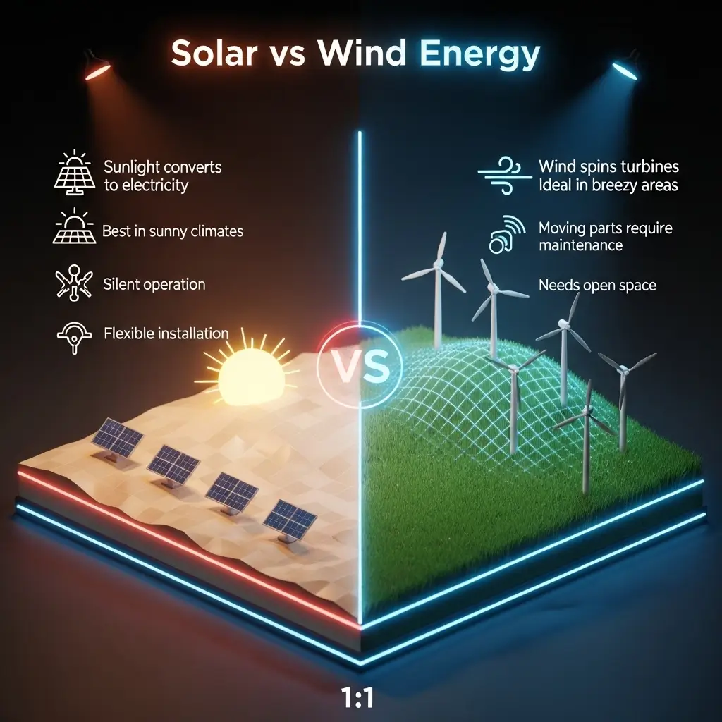 Solar Vs Wind Energy Comparison Only Short Information