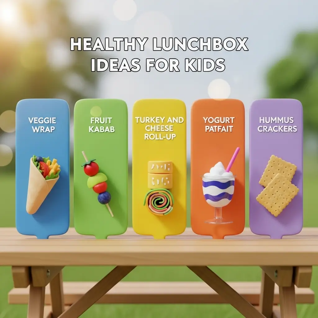 Vertical Infographic Showing Healthy Lunchbox Ideas For Kids