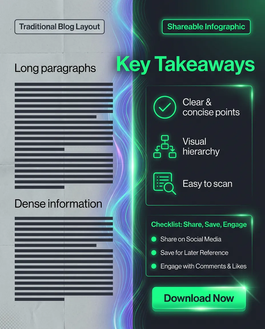 Blog to infographic example showing an article transformed into a shareable visual.