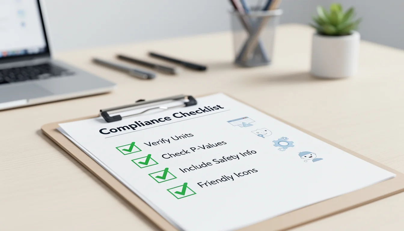 A compliance checklist for reviewing an ai in healthcare infographic before publishing.