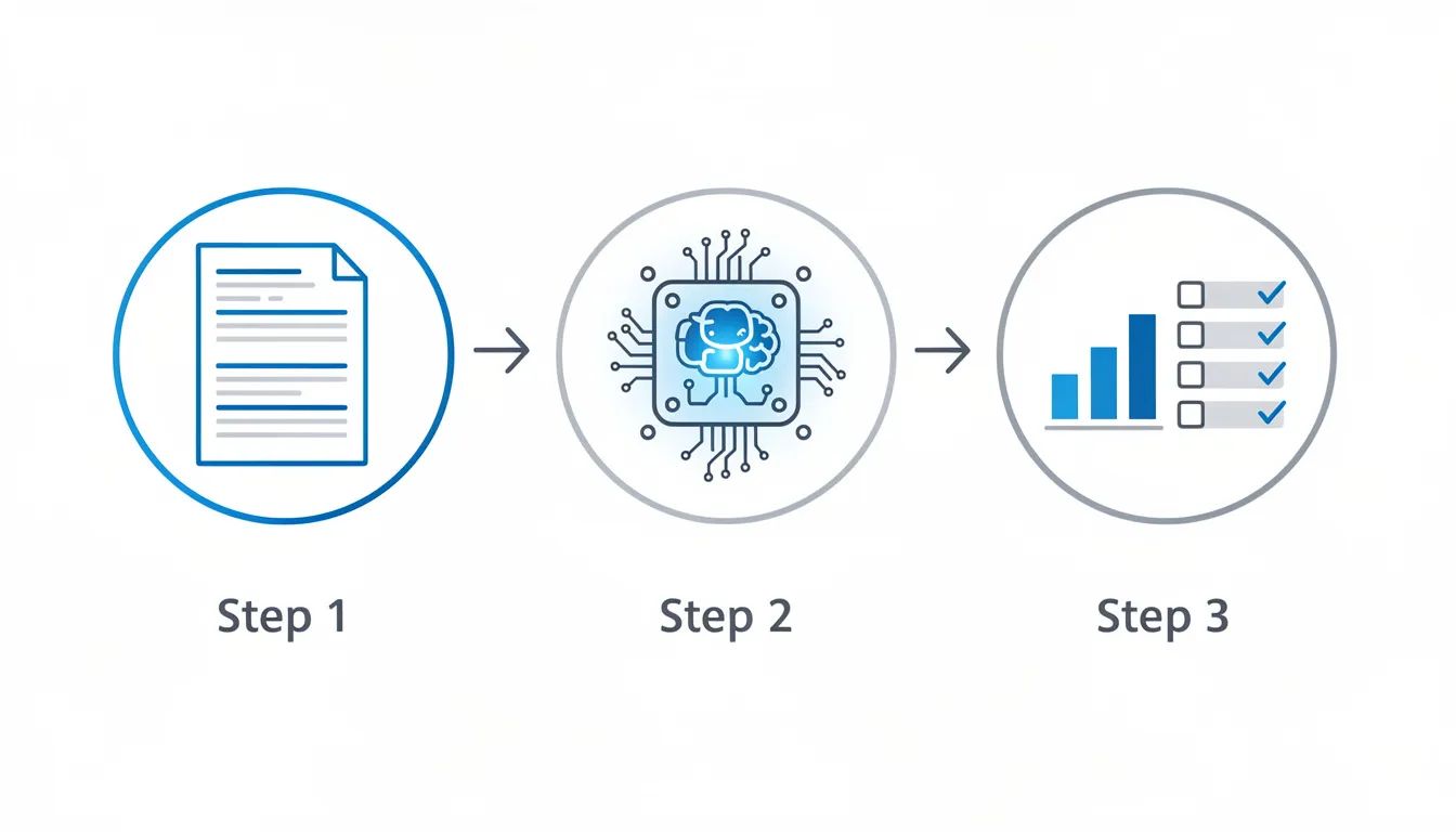 Three-step workflow diagram showing how to create infographic with ai