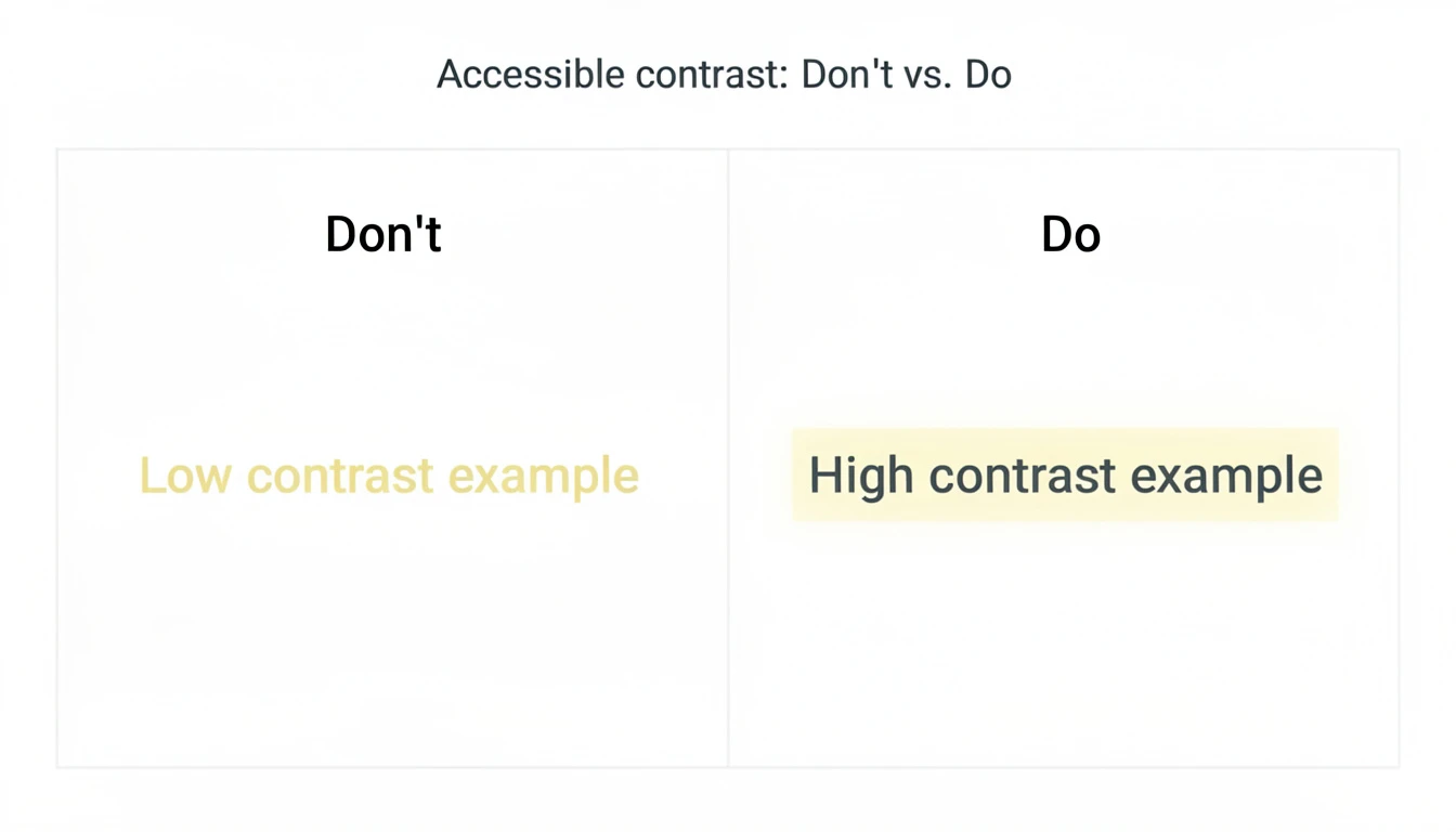 Infographic accessibility example showing low contrast vs high contrast text