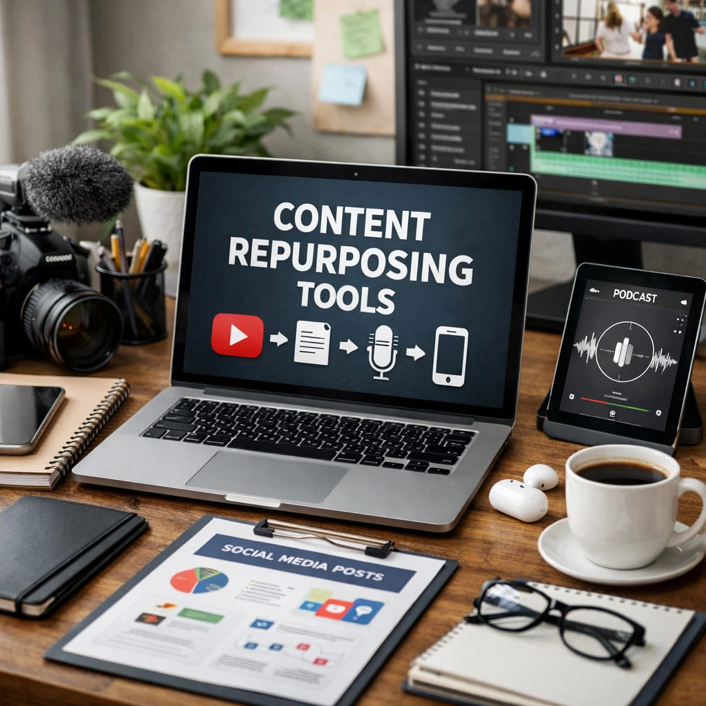 A photorealistic image related to content-repurposing-tools. Alt: content-repurposing-tools