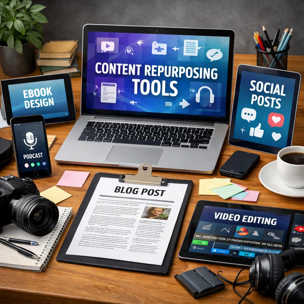 A photorealistic image related to content-repurposing-tools. Alt: content-repurposing-tools