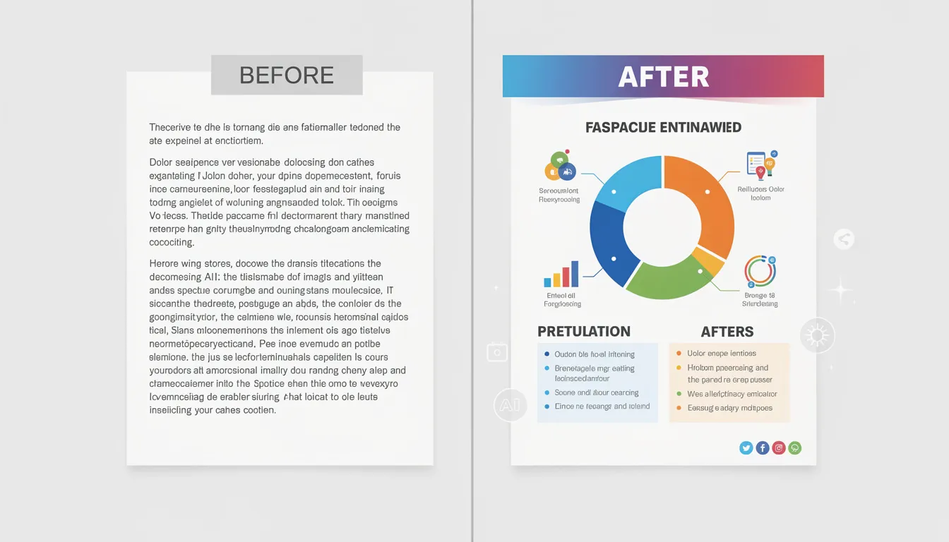 Visual example of transforming plain text into an engaging infographic using AI.