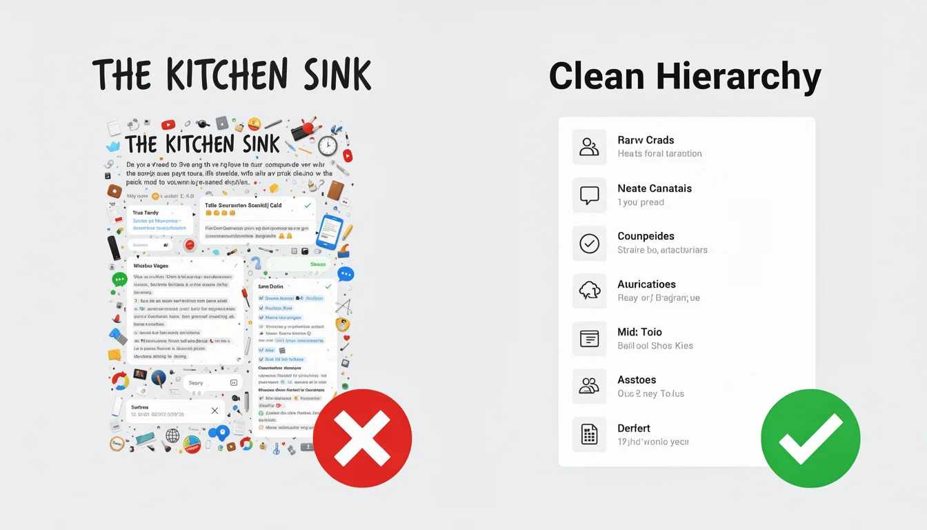 Before and after comparison of cluttered vs clean infographic layout