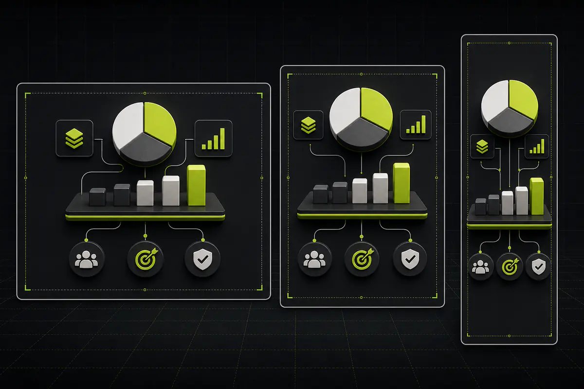 The same infographic hierarchy adapted to square, portrait, and vertical social canvases